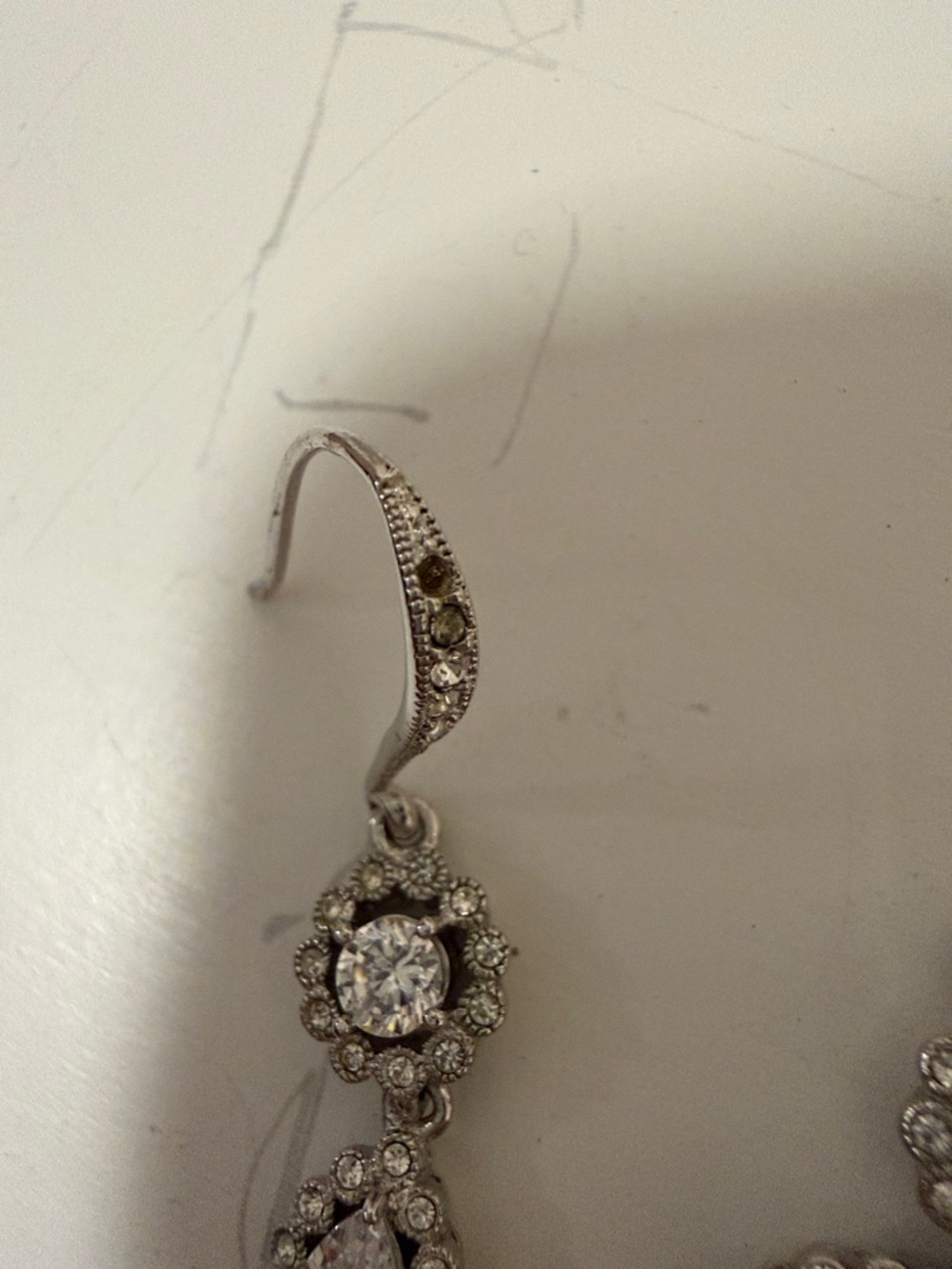 Elegant Silver Crystal Drop Earrings - Long Dangle Earrings - Picture 3 of 7